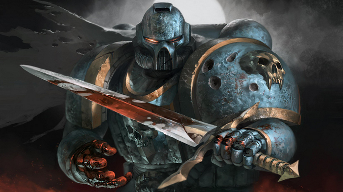 Warhammer 40,000 Space Marine with bloody sword