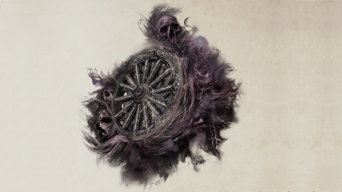 Bloodborne creature with skulls and a wheel