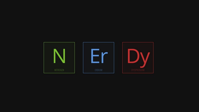 Nitrogen, Erbium, and Dysprosium elements spelling NERDY