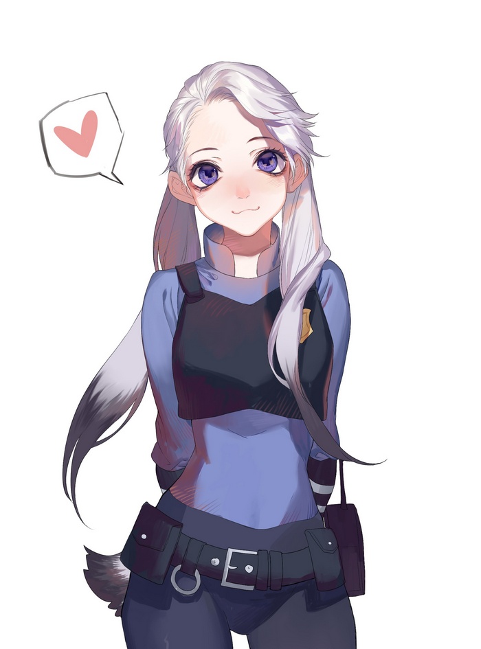 Anime girl with long white hair and purple eyes