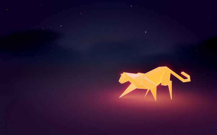 Origami leopard under a starry night sky