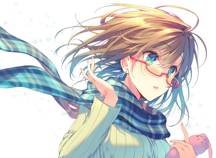 Anime girl with glasses and scarf