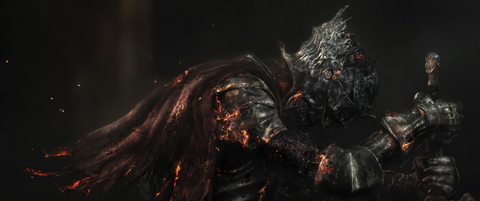 Dark Souls III Knight with Fiery Armor and Sword