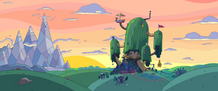 Adventure Time landscape with Ice Kingdom and Tree House