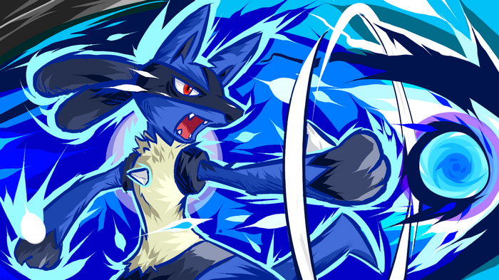 Lucario using Aura Sphere in battle