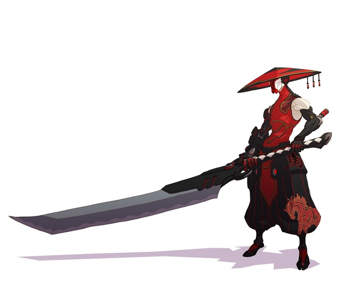 Duelyst character with a large sword and red hat
