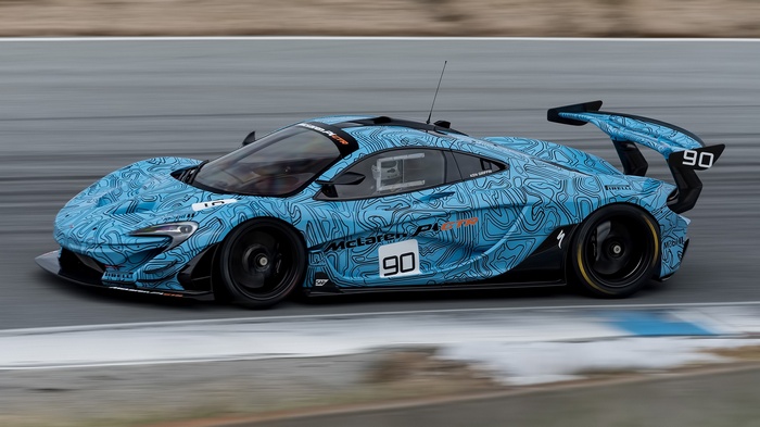 McLaren P1 GTR race car with number 90 on track