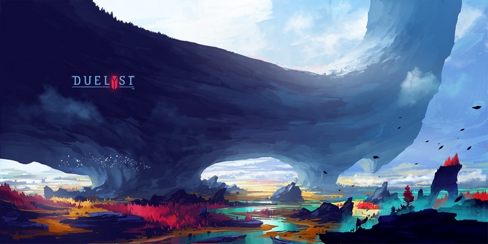 Duelyst concept art of a surreal alien landscape