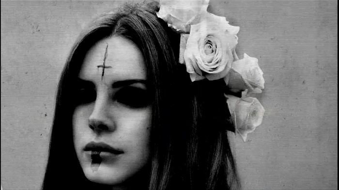 Lana Del Rey with Roses and Cross Makeup