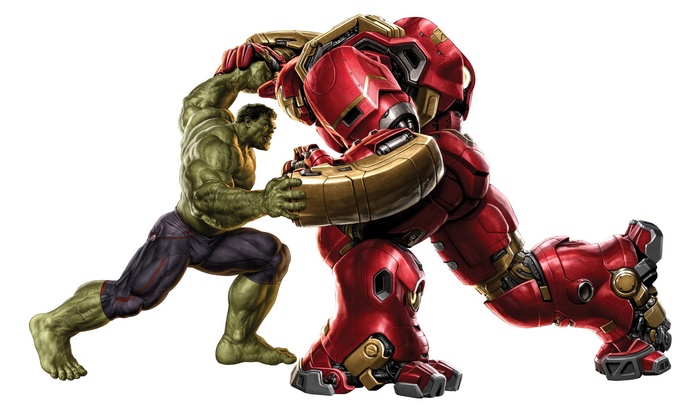 Hulk and Hulkbuster Iron Man Armor fighting