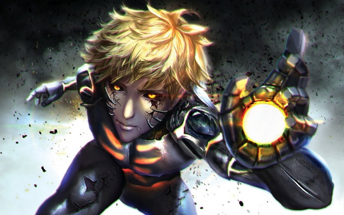 Genos from One-Punch Man charging energy
