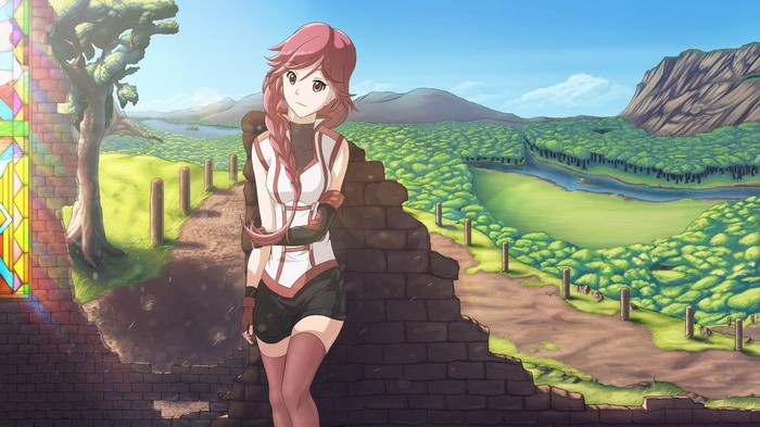 Yume from Hai to Gensou no Grimgar in a scenic landscape
