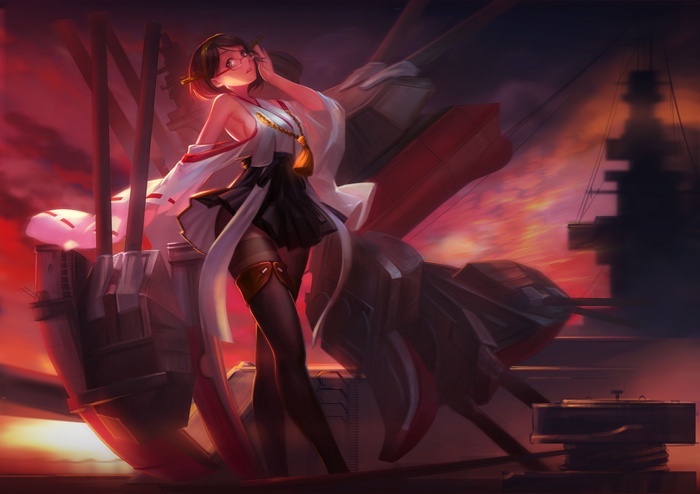 Kirishima from Kantai Collection with glasses