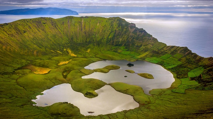 Crater lake on Flores Island, Azores, Portugal