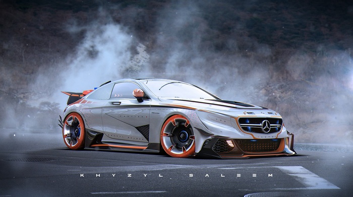 Khyzyl Saleem artwork of a modified Mercedes-Benz C63 AMG