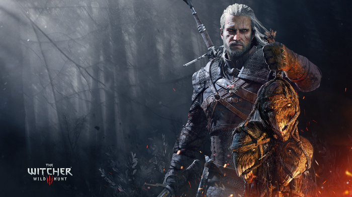 The Witcher 3 Wild Hunt: Geralt holding a monster