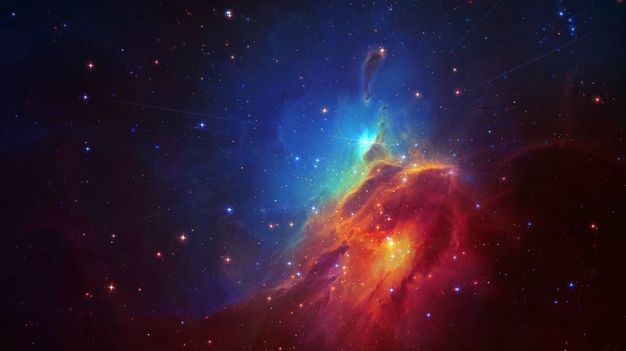 Colorful nebula with stars in deep space