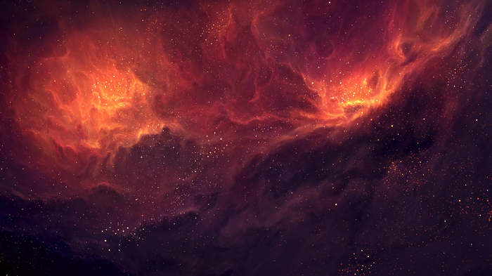 Vibrant nebula with stars in deep space