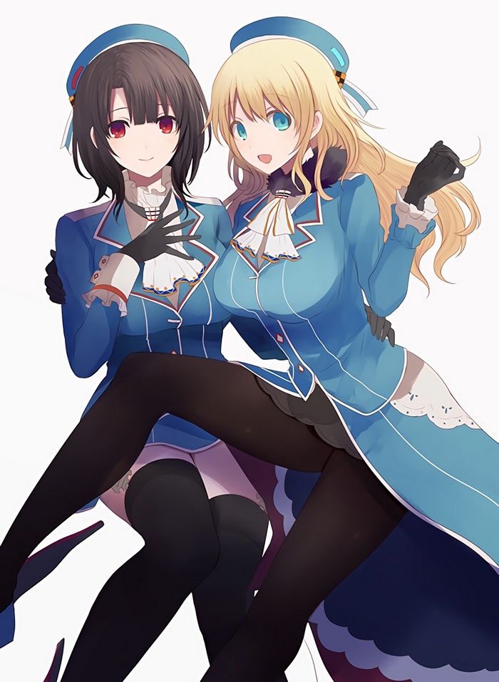 Atago and Takao from Kantai Collection in blue uniforms