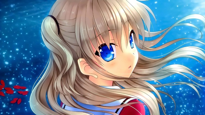 blue eyes, anime, anime girls, blonde, long hair, Tomori Nao, Charlotte (anime), open mouth