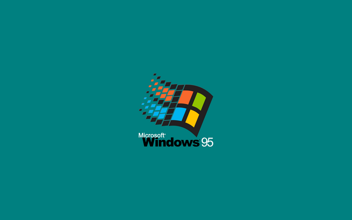 Microsoft Windows 95 Logo on Teal Background
