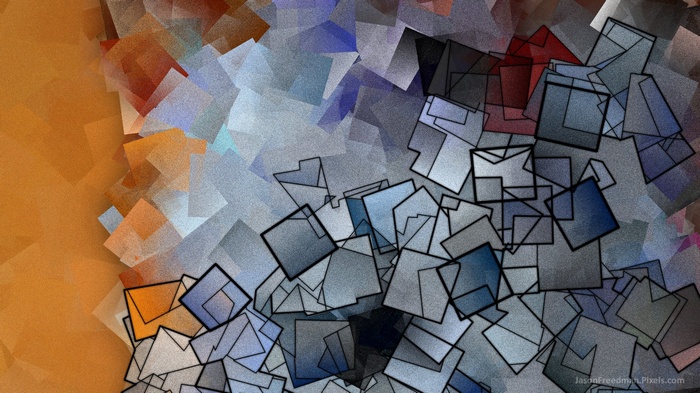 Abstract Digital Art with Orange, Blue, and Squares by Jason Freedman