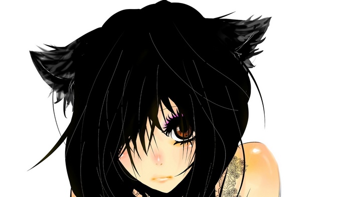 sadness, cat ears, brown eyes, long hair, anime girls, cat girl, animal ears, brunette, original characters, anime, nekomimi