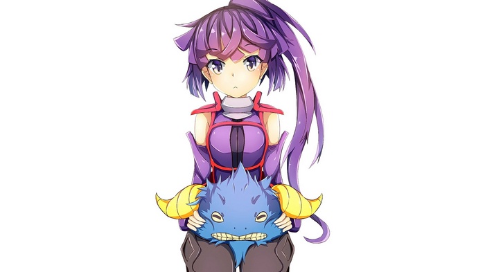 Akatsuki from Log Horizon holding a blue monster