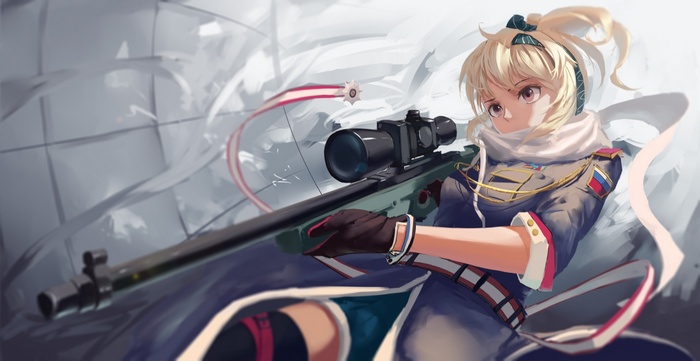 Anime girl with sniper rifle