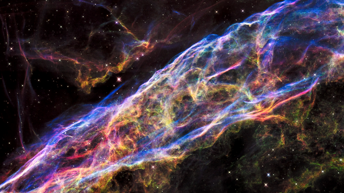 Hubble captures the colorful Veil Nebula in space