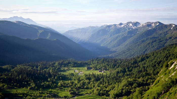 Valley with mountains and trees