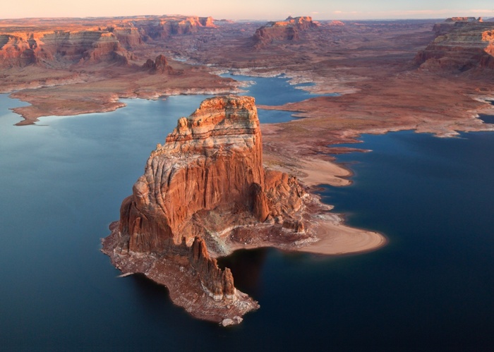 Lake Powell and Tower Butte at Sunset, Utah