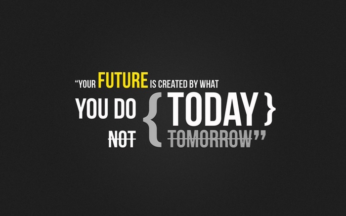 Motivational quote poster about future and today