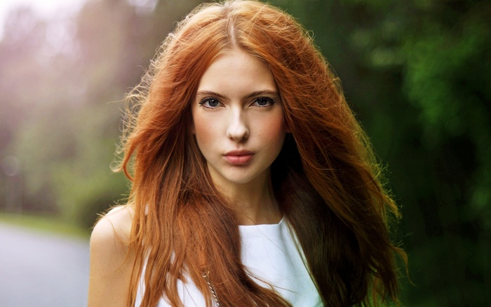 Ebba Zingmark, a redhead model in white clothing