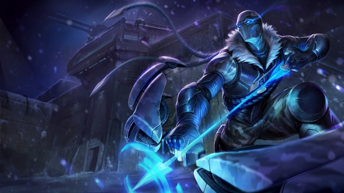 Varus from League of Legends in a snowy environment