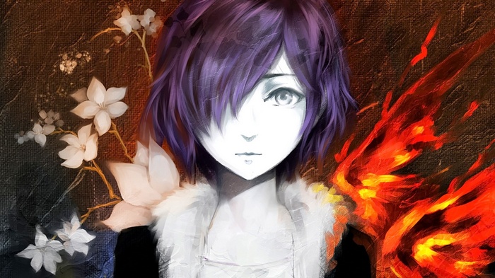 Touka Kirishima from Tokyo Ghoul with fire wings