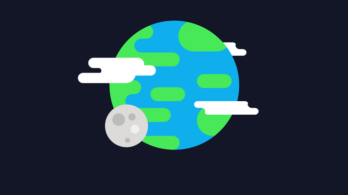 Minimalist Earth and Moon in Space