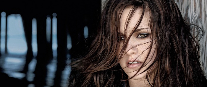 Kristen Stewart with windblown hair