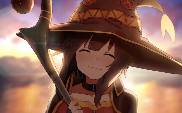 Megumin from Kono Subarashii Sekai ni Shukufuku wo! holding staff