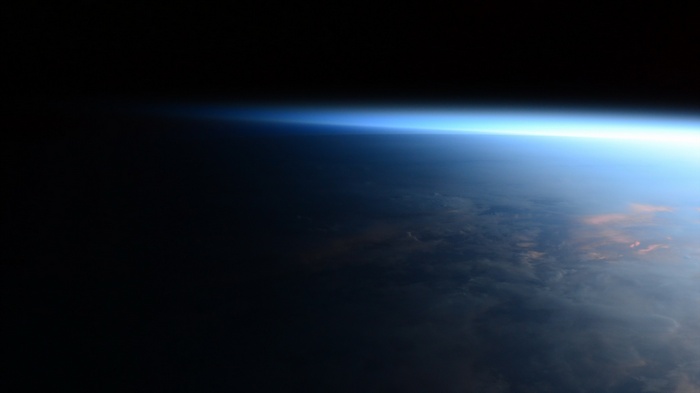 Earth's Atmosphere from Space at Sunset