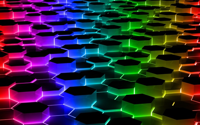 hexagon, abstract, colorful, shapes