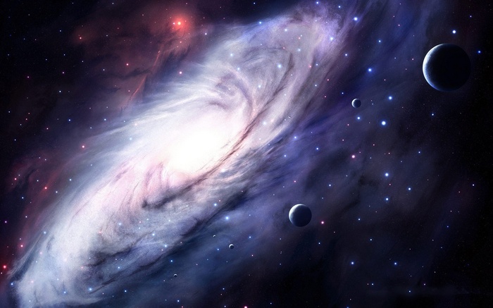 Space art with planets and a galaxy