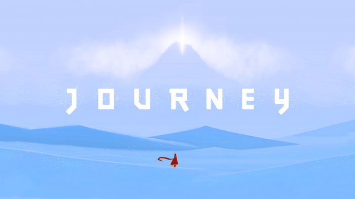 Journey game title with a lone figure