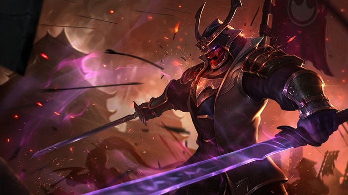 Shen from League of Legends with glowing swords