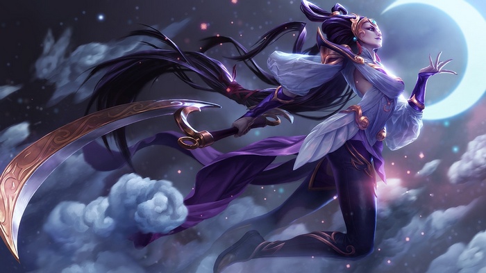 Diana from League of Legends with a crescent blade