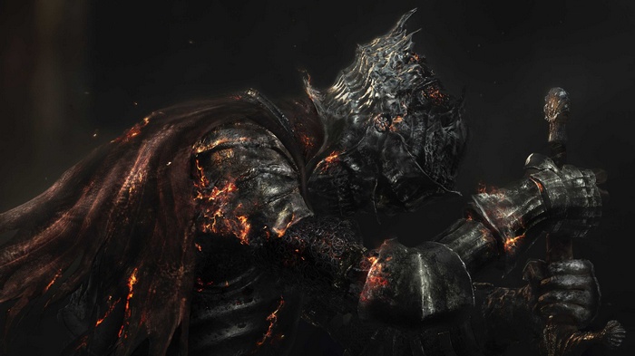Dark Souls III Knight with Fiery Armor and Sword