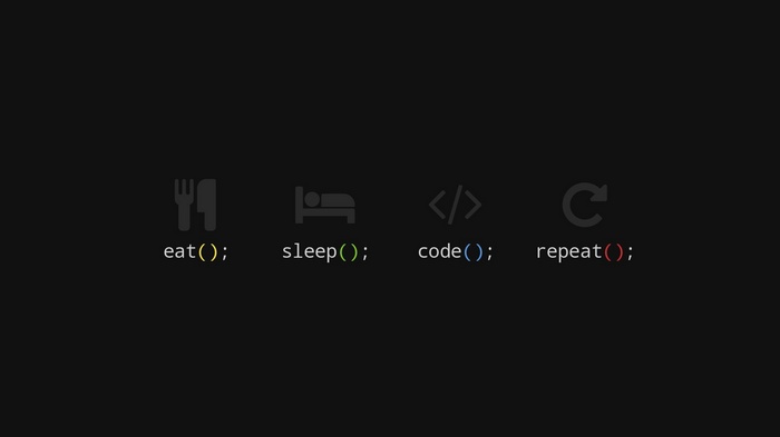 Eat, Sleep, Code, Repeat programming icons