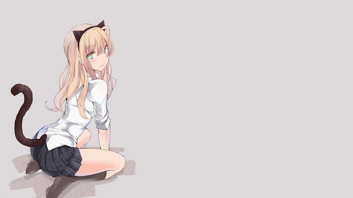 Anime girl with cat ears and tail