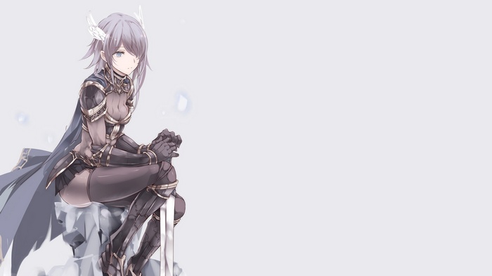 Anime girl in armor with cape and sword