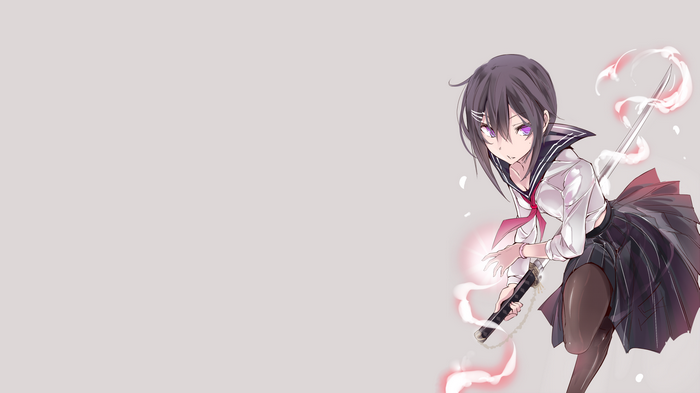 Anime girl with katana in school uniform